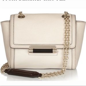 Diane Von Furstenburg Cream and Black 440 Mini Purse with Chain Strap